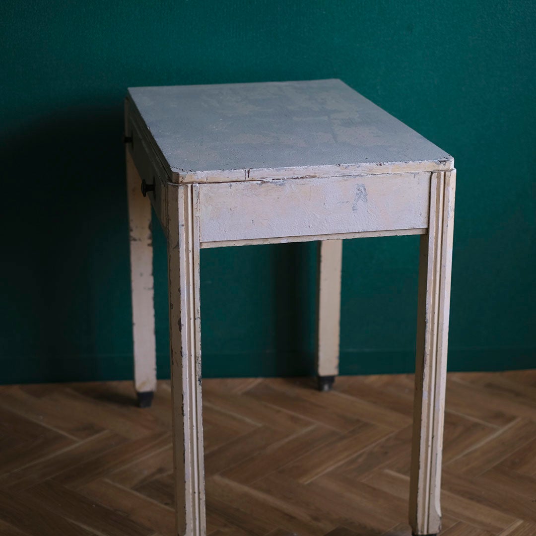 アンティーク ペイントテーブル イギリス グレイッシュホワイト アールデコ イギリス アンティーク家具8