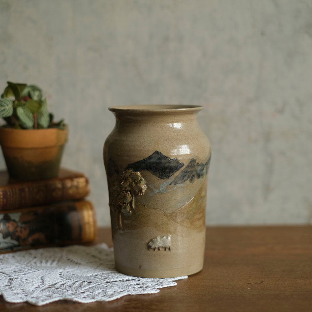 ヴィンテージフラワーベース スコットランド 作家物 アートオブジェ 花瓶