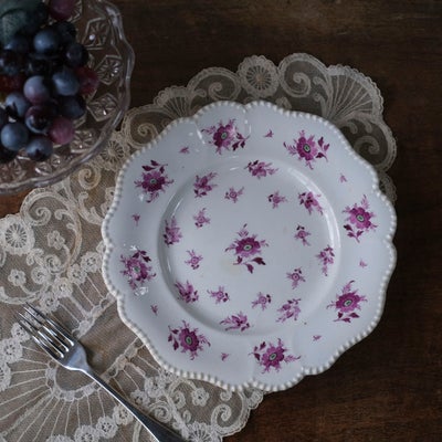 アンティーク皿 テール・ド・フェール 花模様 フランス