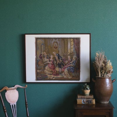 アンティークタペストリー 額装 宮廷音楽会ベルギー