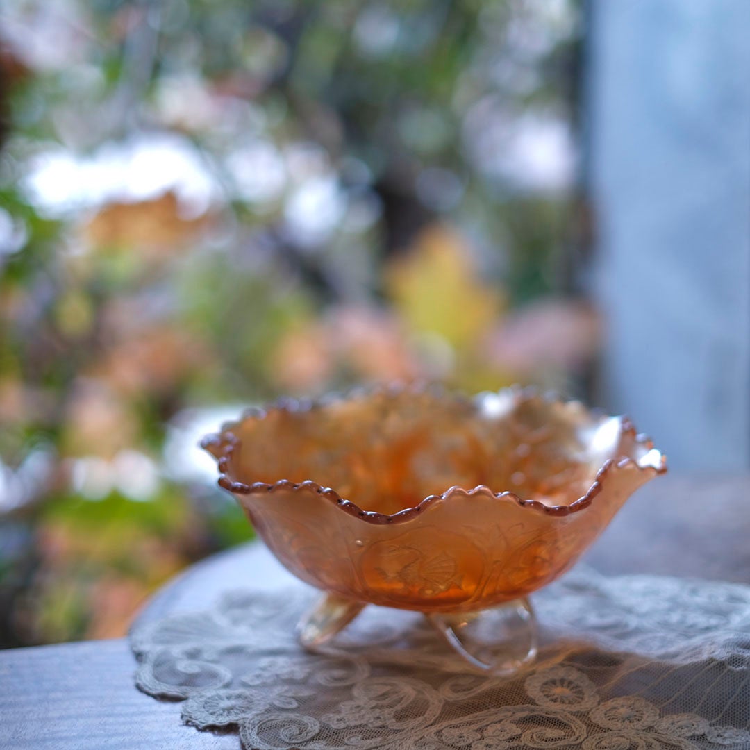 アンティークカーニバルボウル 琥珀色のマリーゴールド イギリス