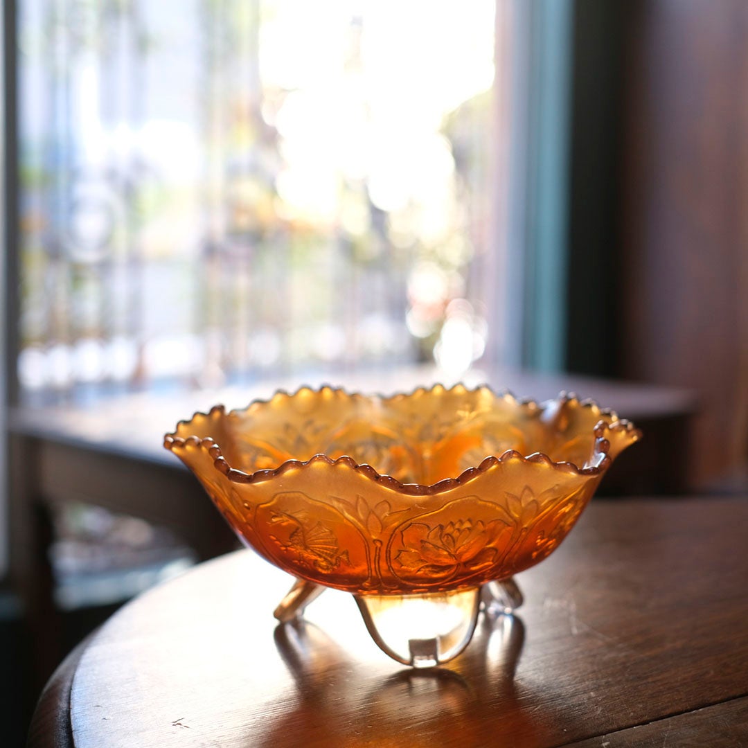 アンティークカーニバルボウル 琥珀色のマリーゴールド イギリス1