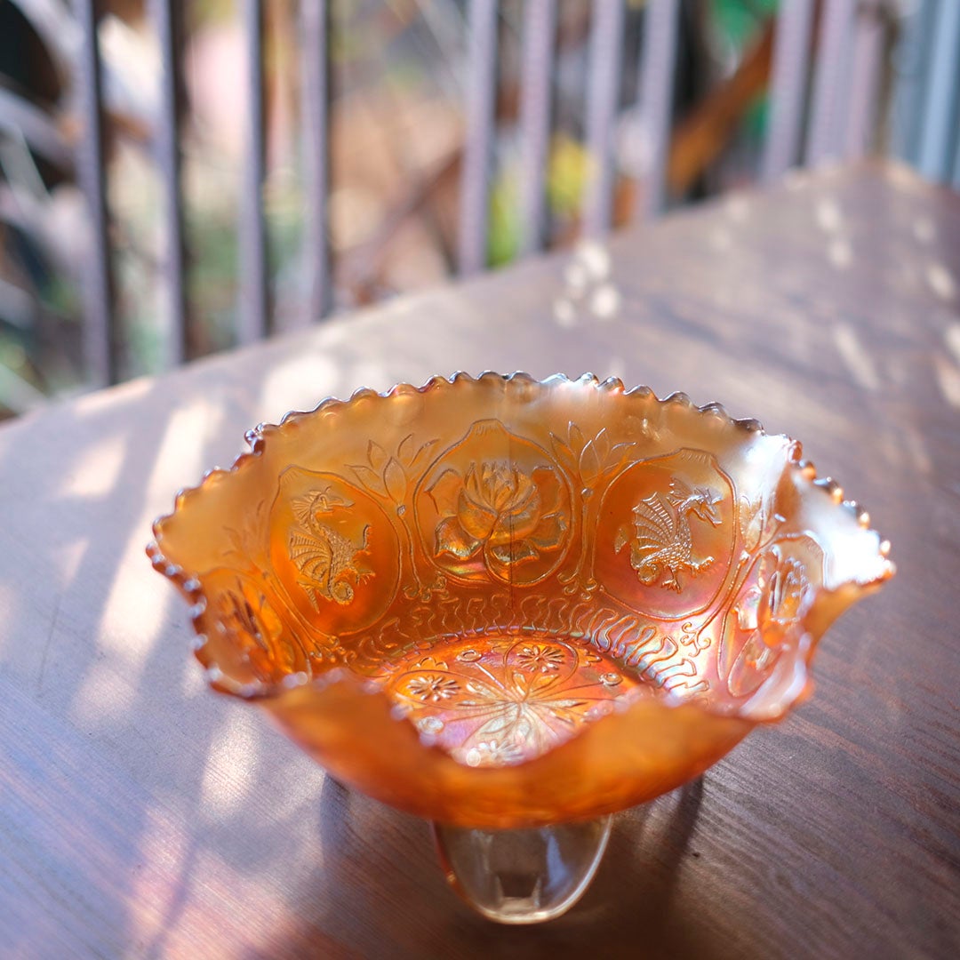 アンティークカーニバルボウル 琥珀色のマリーゴールド イギリス2