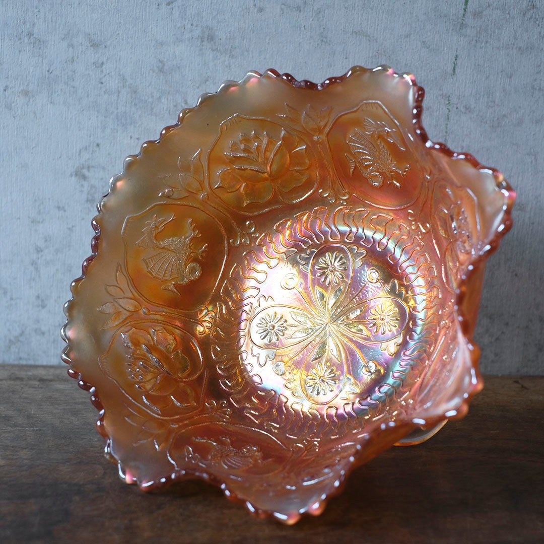 アンティークカーニバルボウル 琥珀色のマリーゴールド イギリス4