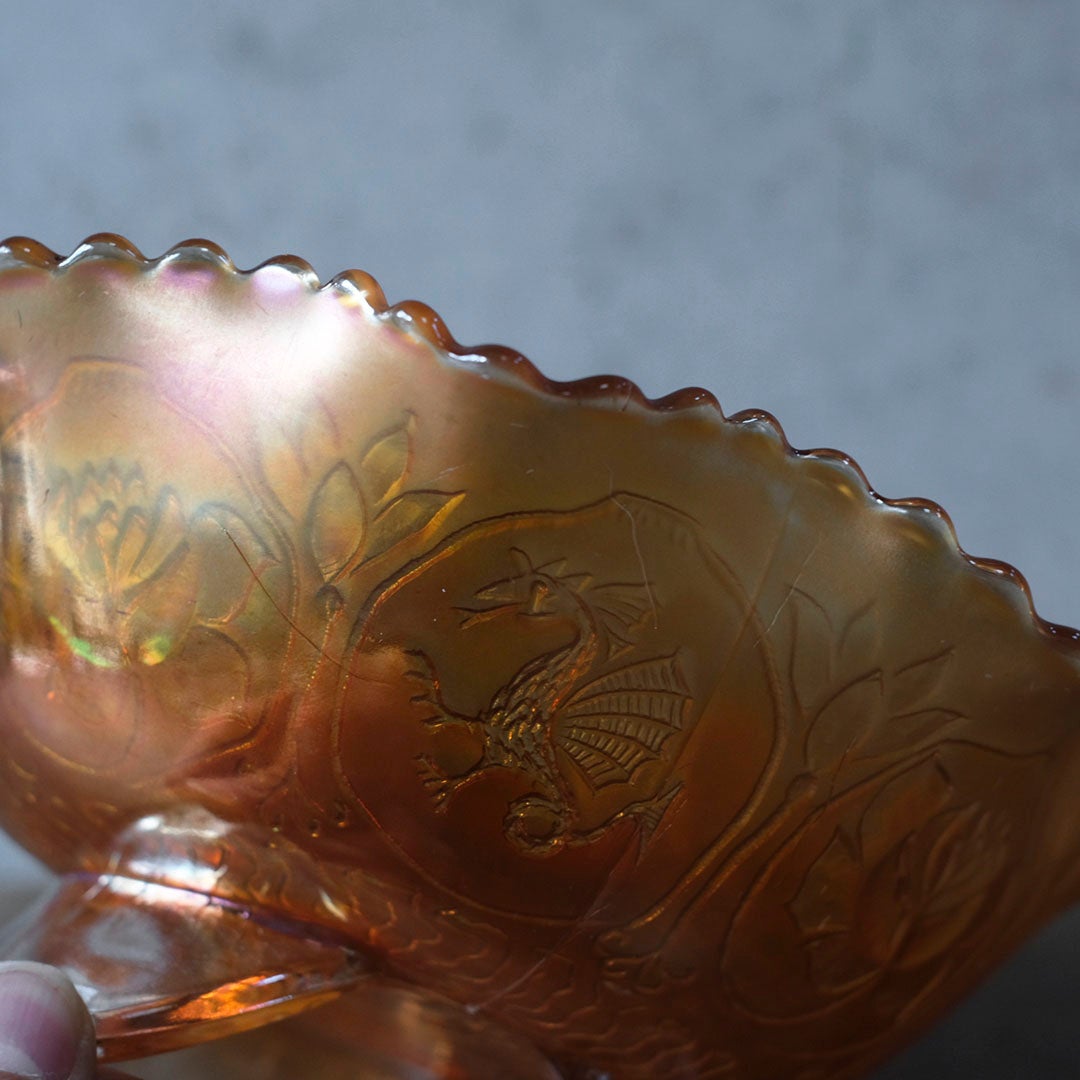 アンティークカーニバルボウル 琥珀色のマリーゴールド イギリス5