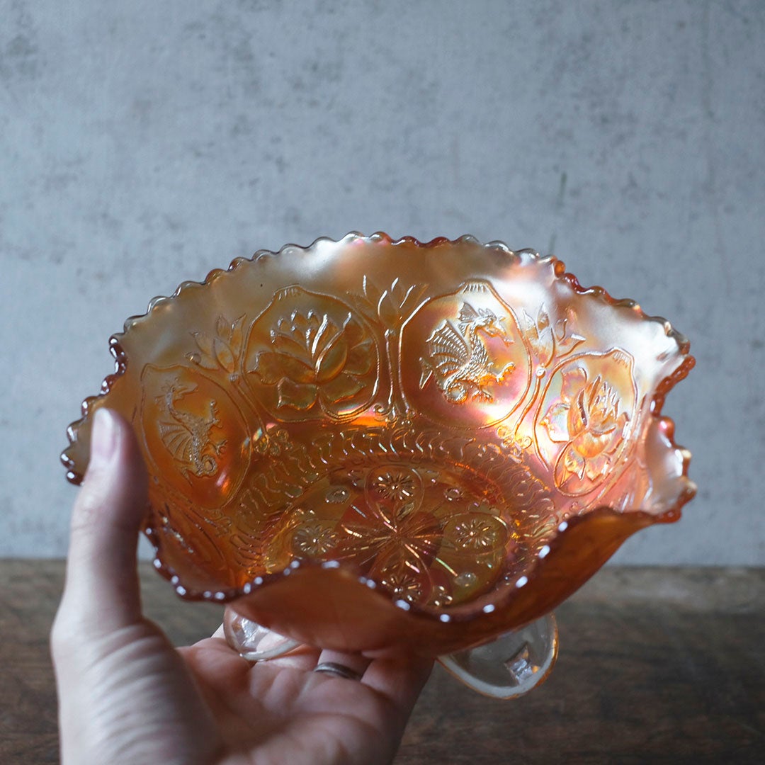 アンティークカーニバルボウル 琥珀色のマリーゴールド イギリス6