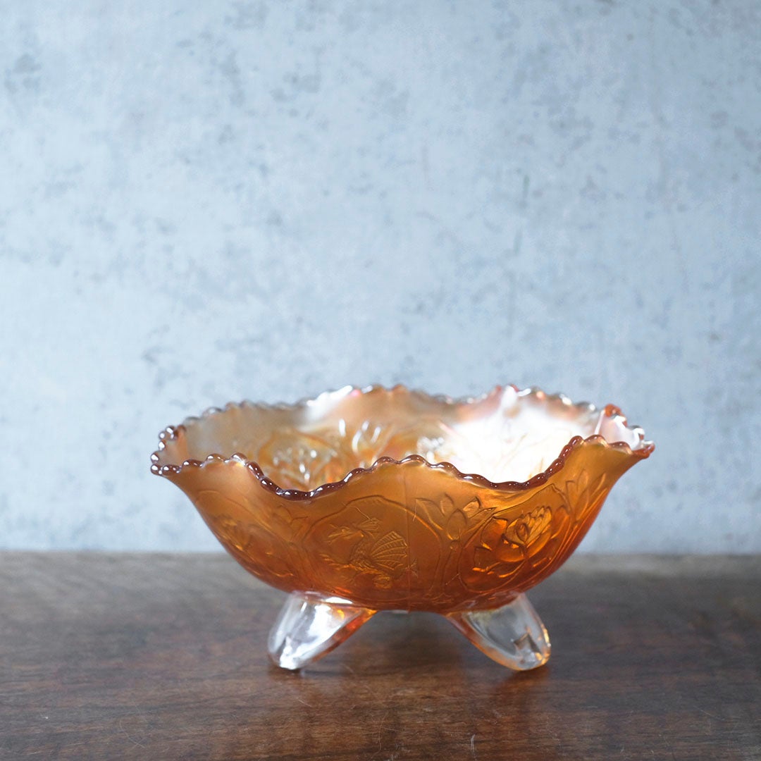 アンティークカーニバルボウル 琥珀色のマリーゴールド イギリス7