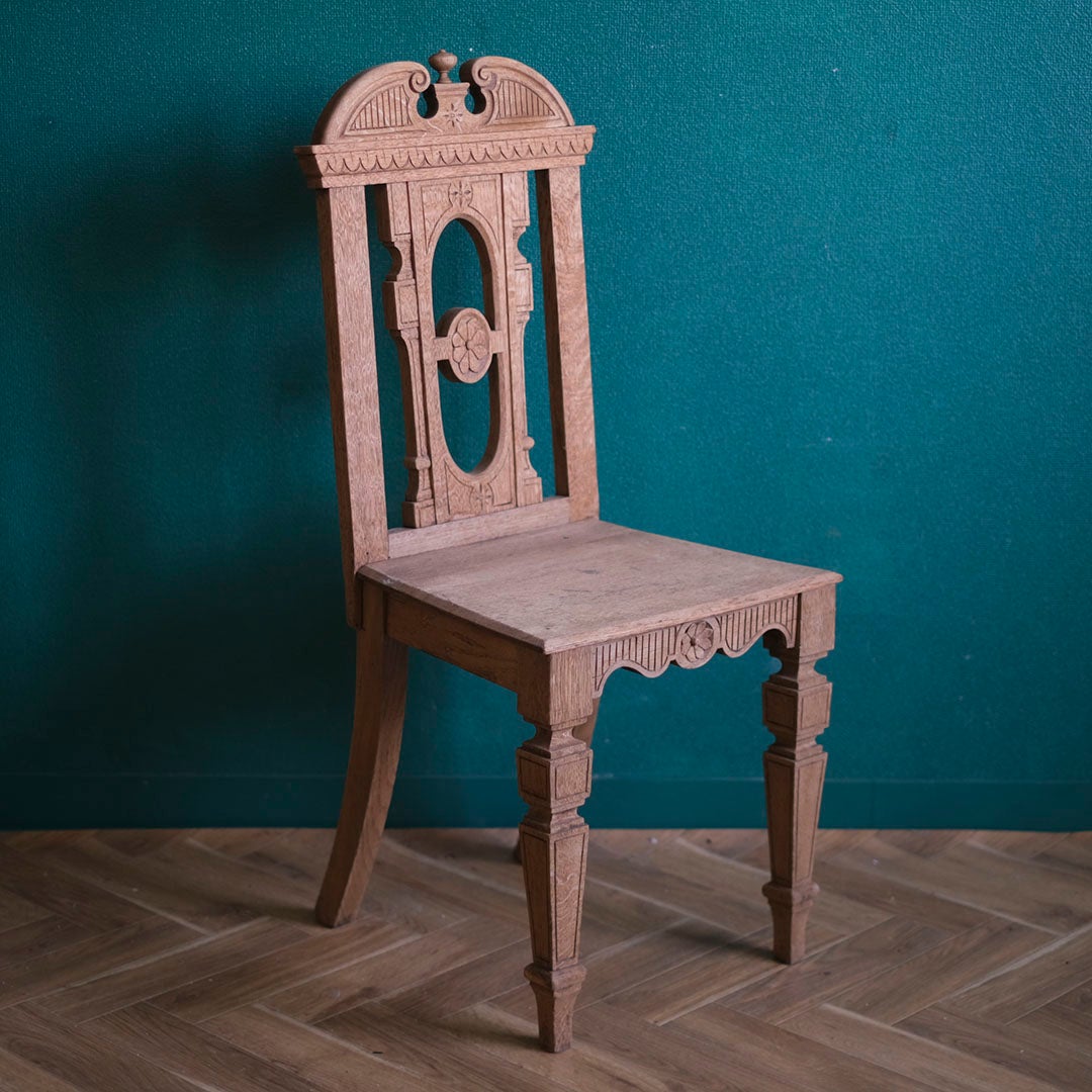 アンティーク ホールチェアD 剥離されたエントランスチェア 飾り椅子 オーク イギリス/アンティーク家具3