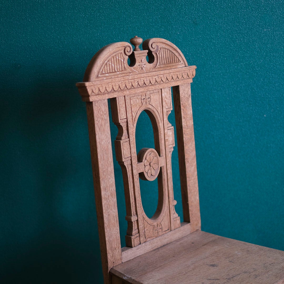 アンティーク ホールチェアD 剥離されたエントランスチェア 飾り椅子 オーク イギリス/アンティーク家具5