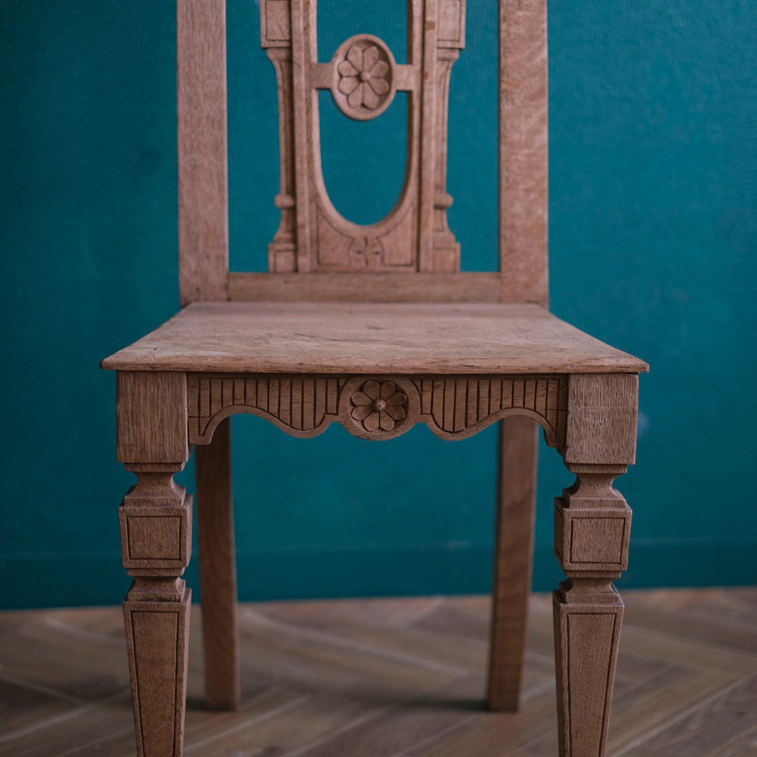 アンティーク ホールチェアD 剥離されたエントランスチェア 飾り椅子 オーク イギリス/アンティーク家具8