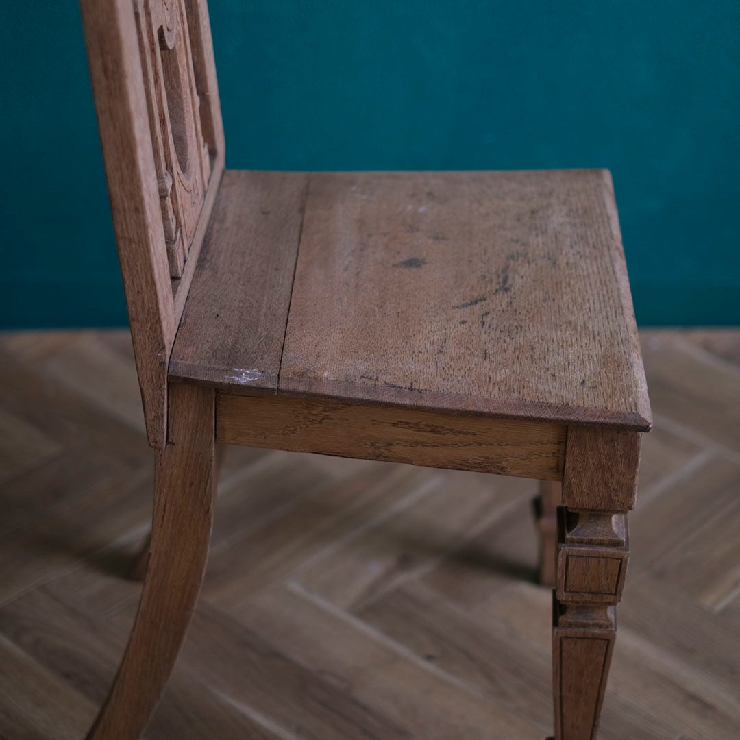 アンティーク ホールチェアD 剥離されたエントランスチェア 飾り椅子 オーク イギリス/アンティーク家具10