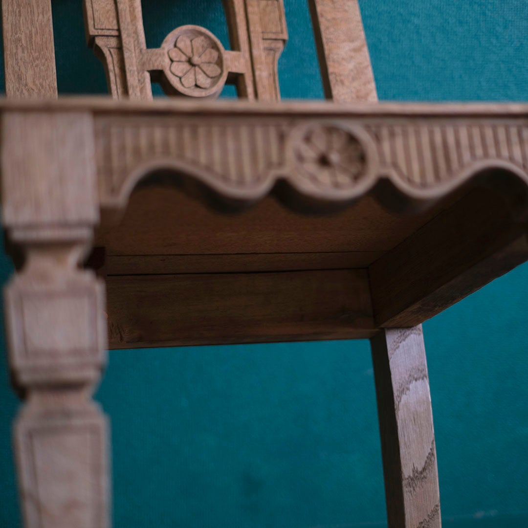 アンティーク ホールチェアD 剥離されたエントランスチェア 飾り椅子 オーク イギリス/アンティーク家具11