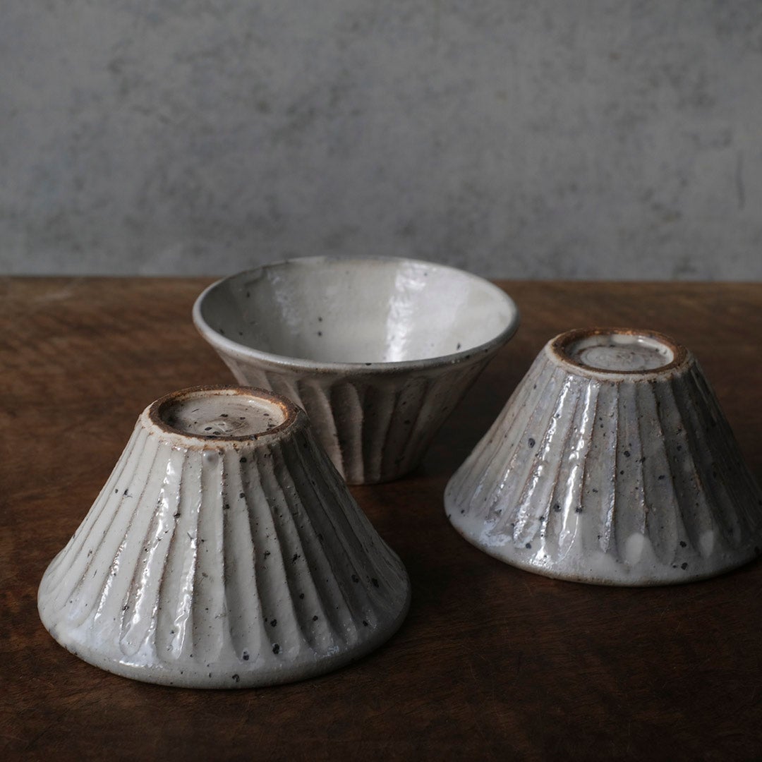 MALTOオリジナル 飯茶碗 しのぎ 粉引き 高円寺 本島幸雄・作4