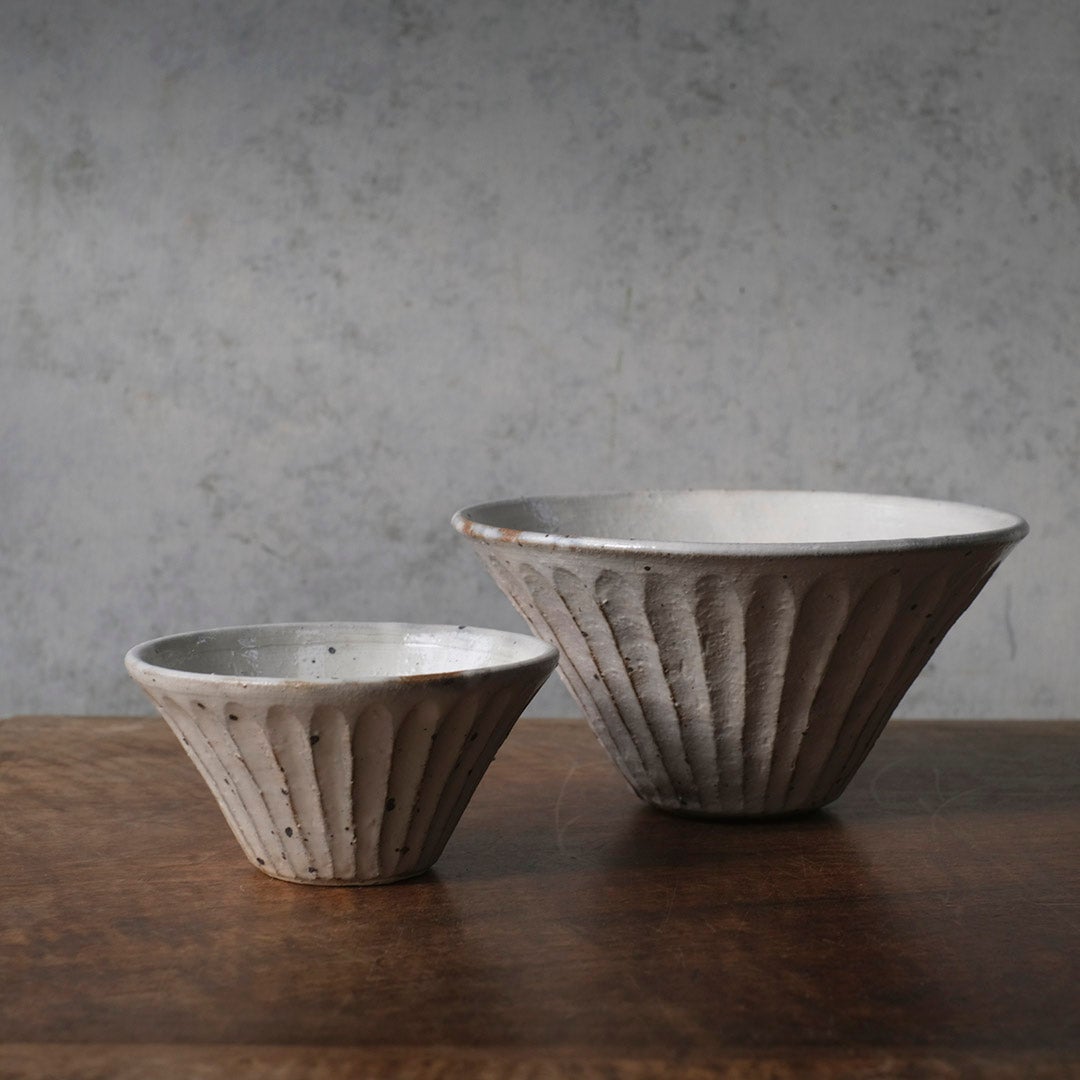 MALTOオリジナル 飯茶碗 しのぎ 粉引き 高円寺 本島幸雄・作5