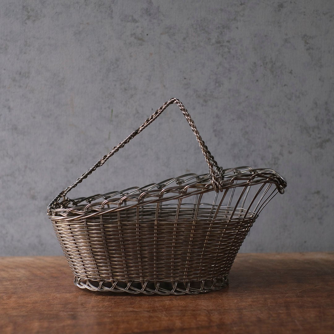 アンティーク 銀線細工ワインパニエ フランス シルバープレート製のワインボトルホルダー3