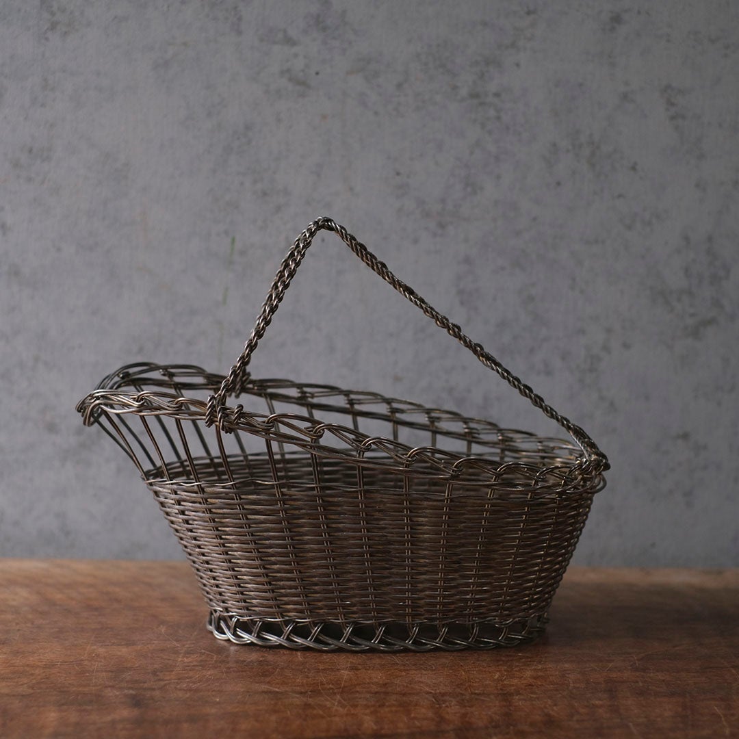 アンティーク 銀線細工ワインパニエ フランス シルバープレート製のワインボトルホルダー4