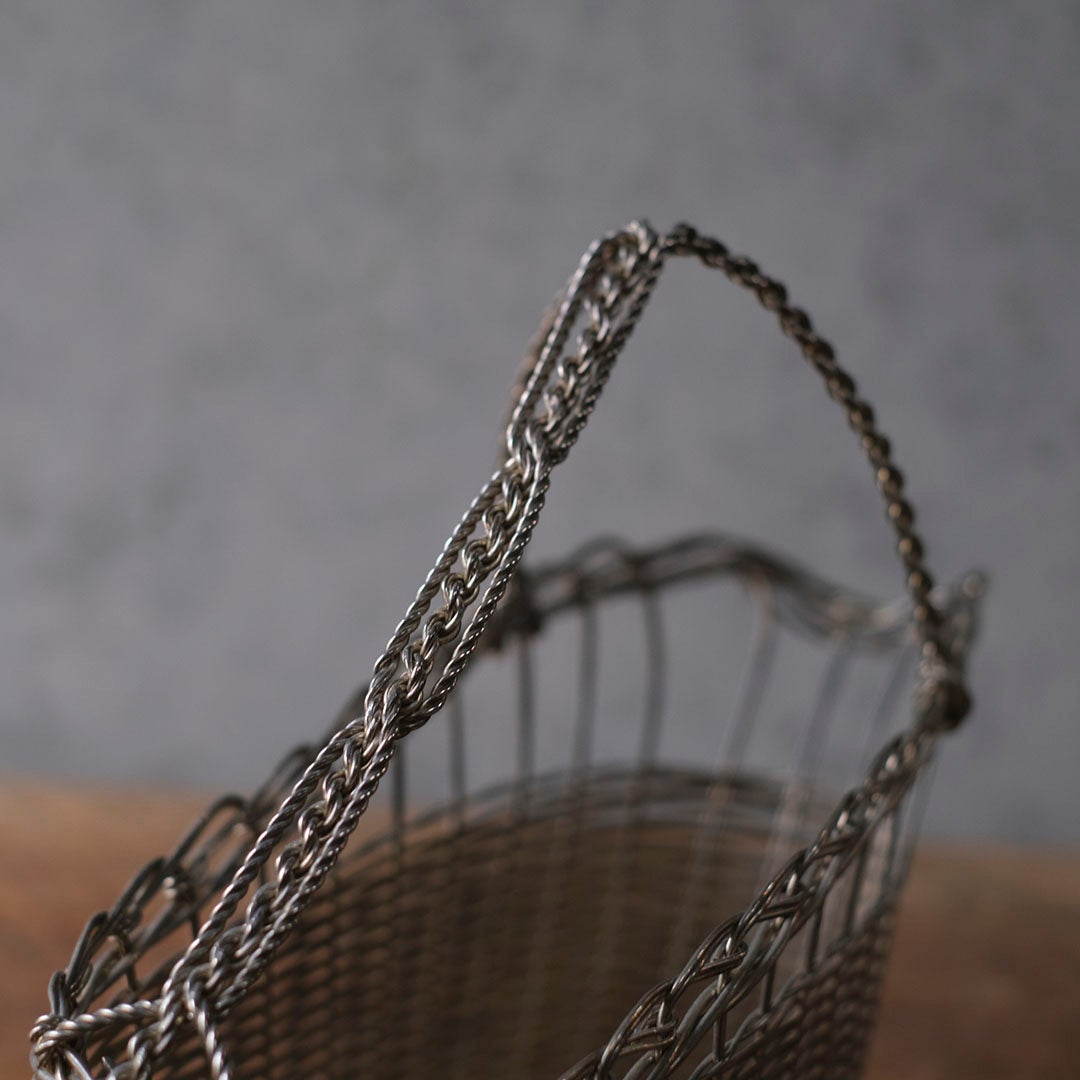 アンティーク 銀線細工ワインパニエ フランス シルバープレート製のワインボトルホルダー7