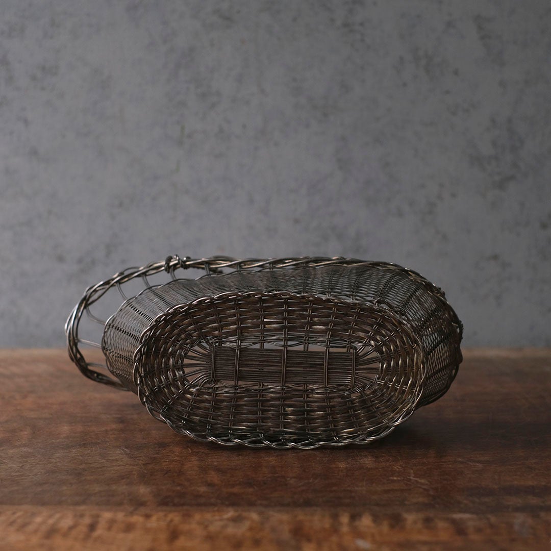 アンティーク 銀線細工ワインパニエ フランス シルバープレート製のワインボトルホルダー9