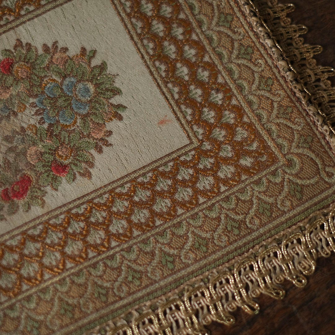 ヴィンテージテーブルセンター フリンジ付き ゴブラン織りミニタペストリー ベルギー７