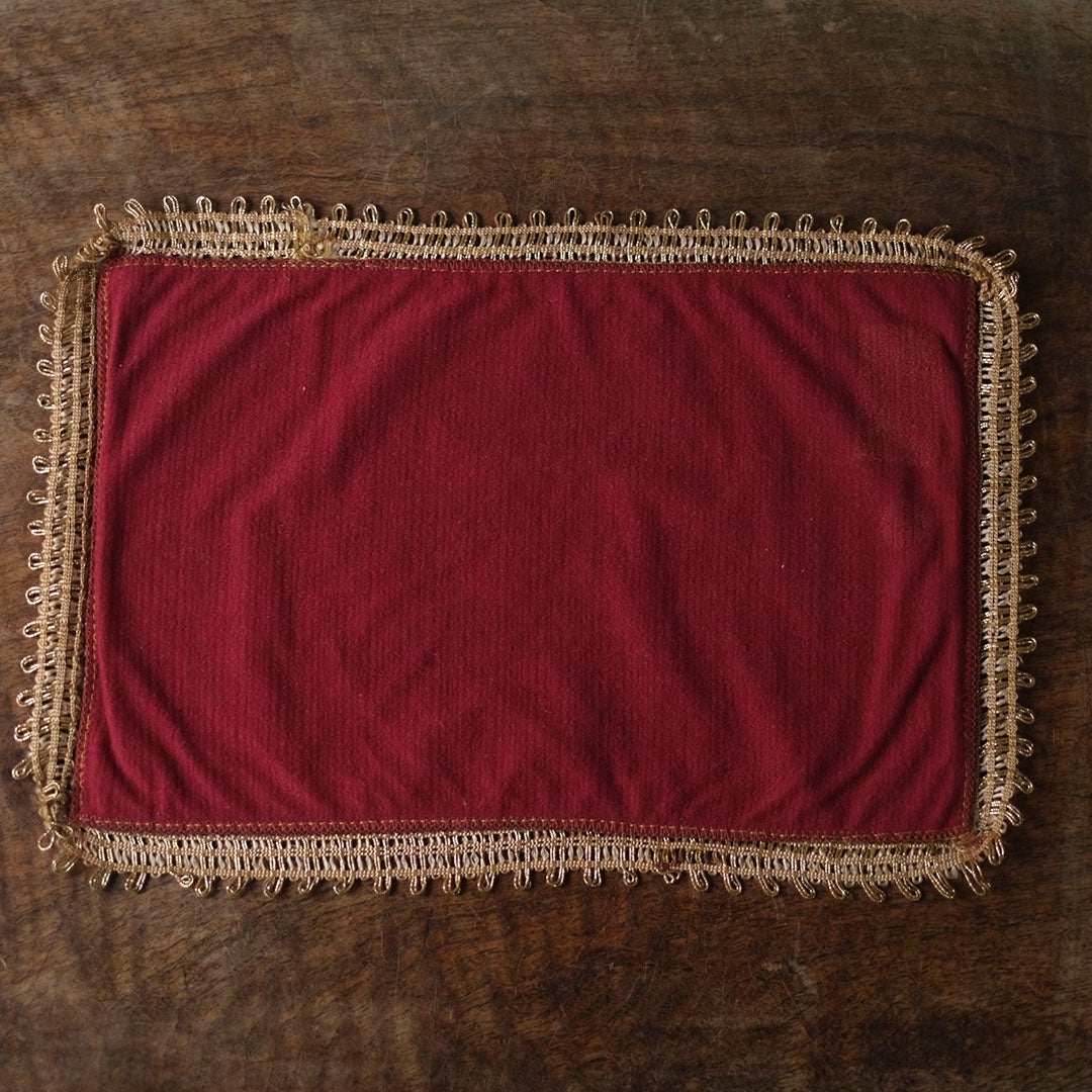 ヴィンテージテーブルセンター フリンジ付き ゴブラン織りミニタペストリー ベルギー８