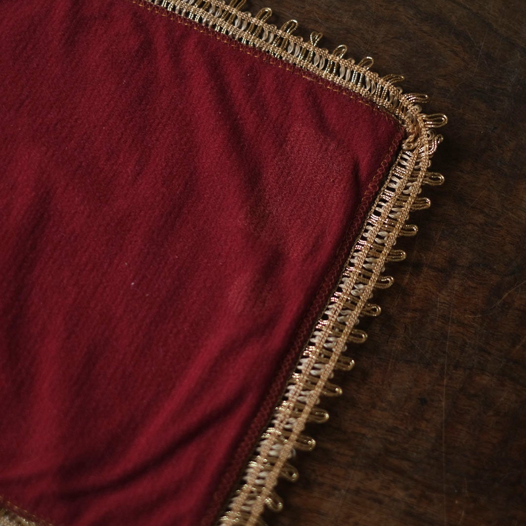 ヴィンテージテーブルセンター フリンジ付き ゴブラン織りミニタペストリー ベルギー９