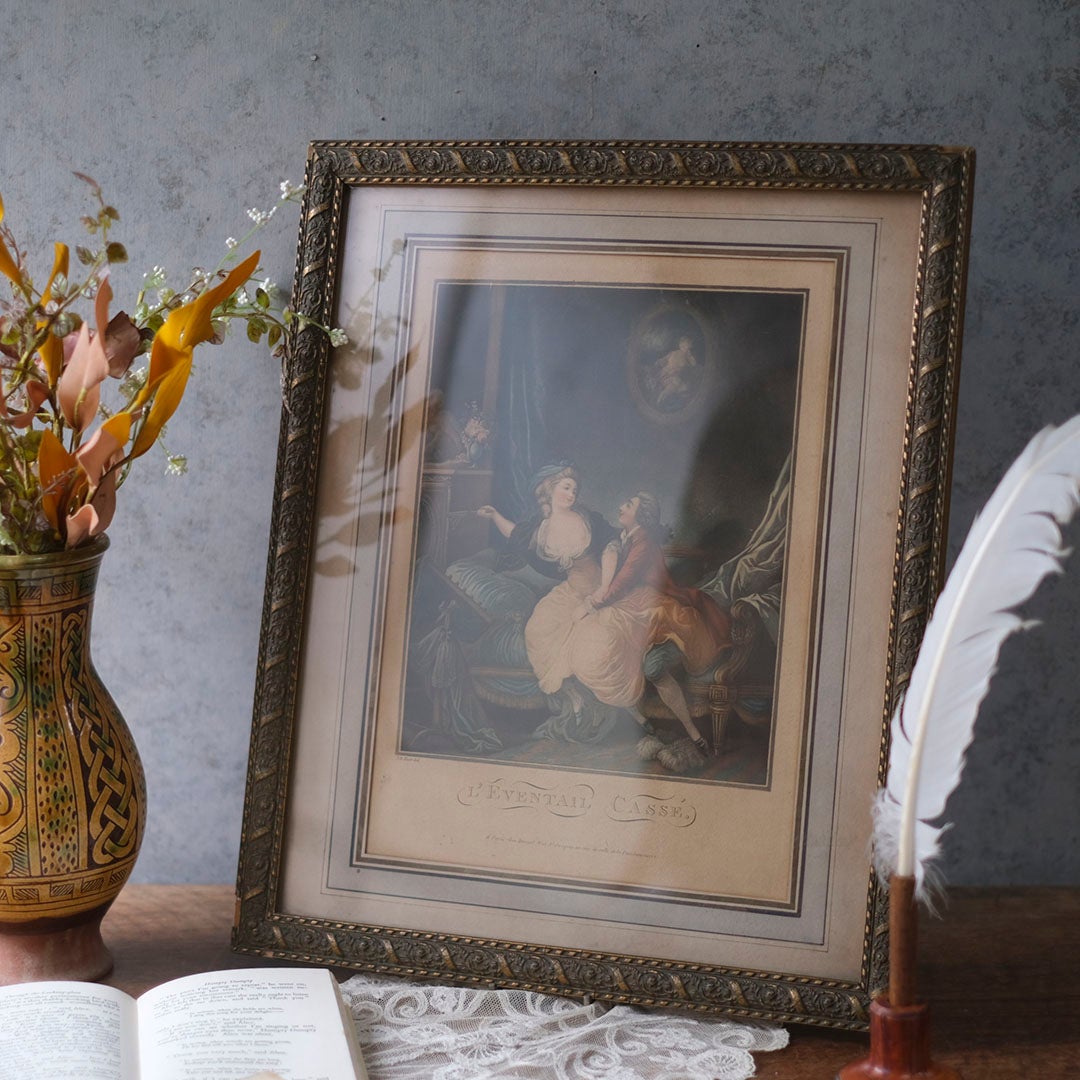 アンティークリトグラフピクチャー フランス 石版画