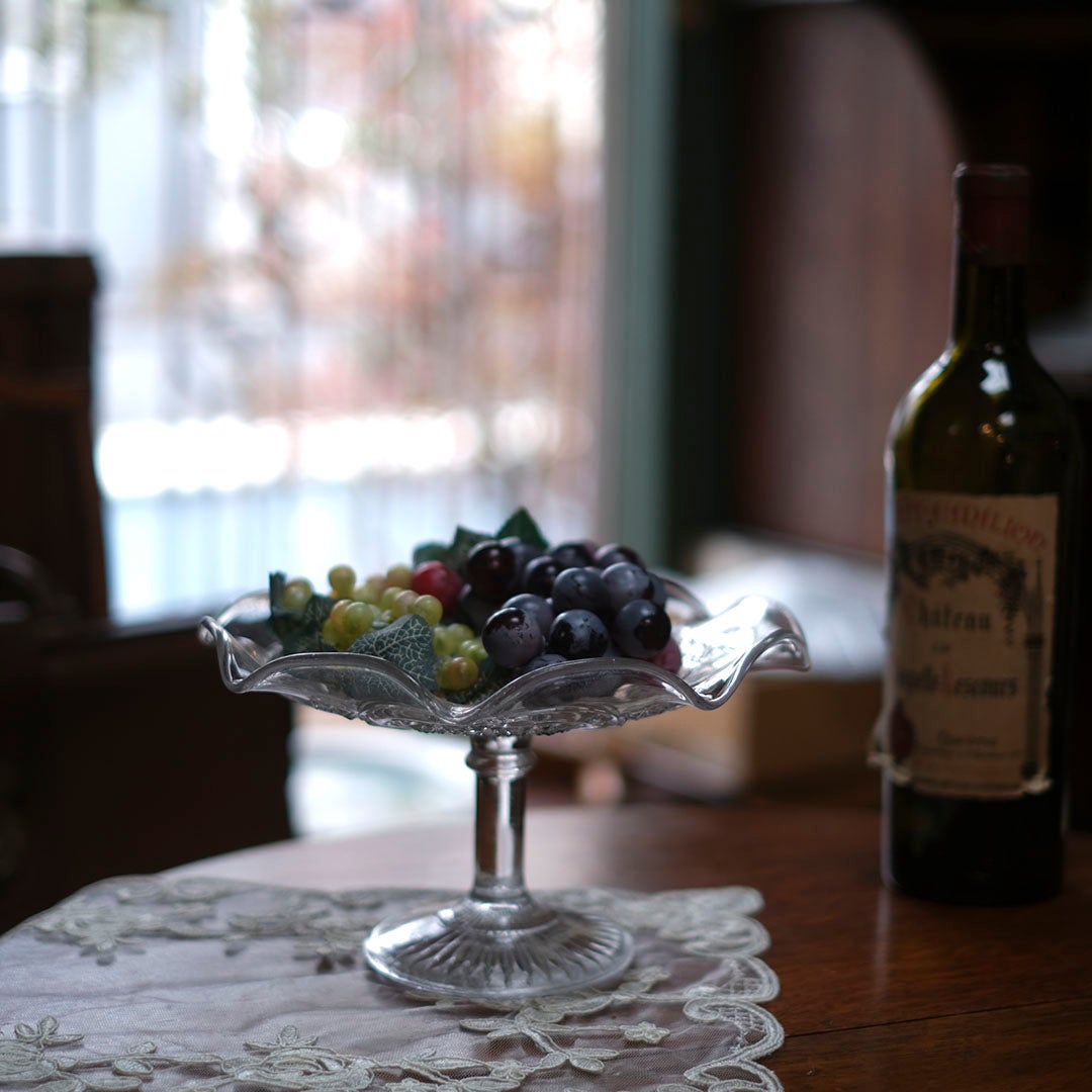 アンティークガラスコンポート 果物皿 イギリス