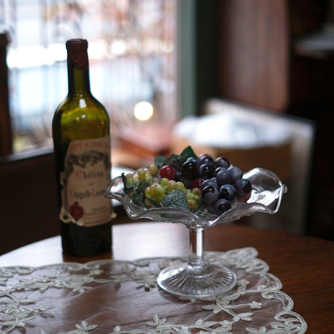 アンティークガラスコンポート 果物皿 イギリス1