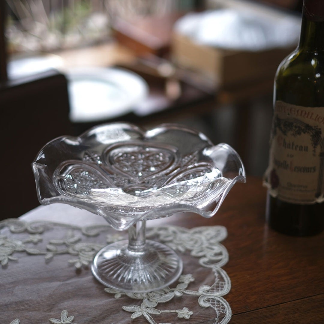 アンティークガラスコンポート 果物皿 イギリス2