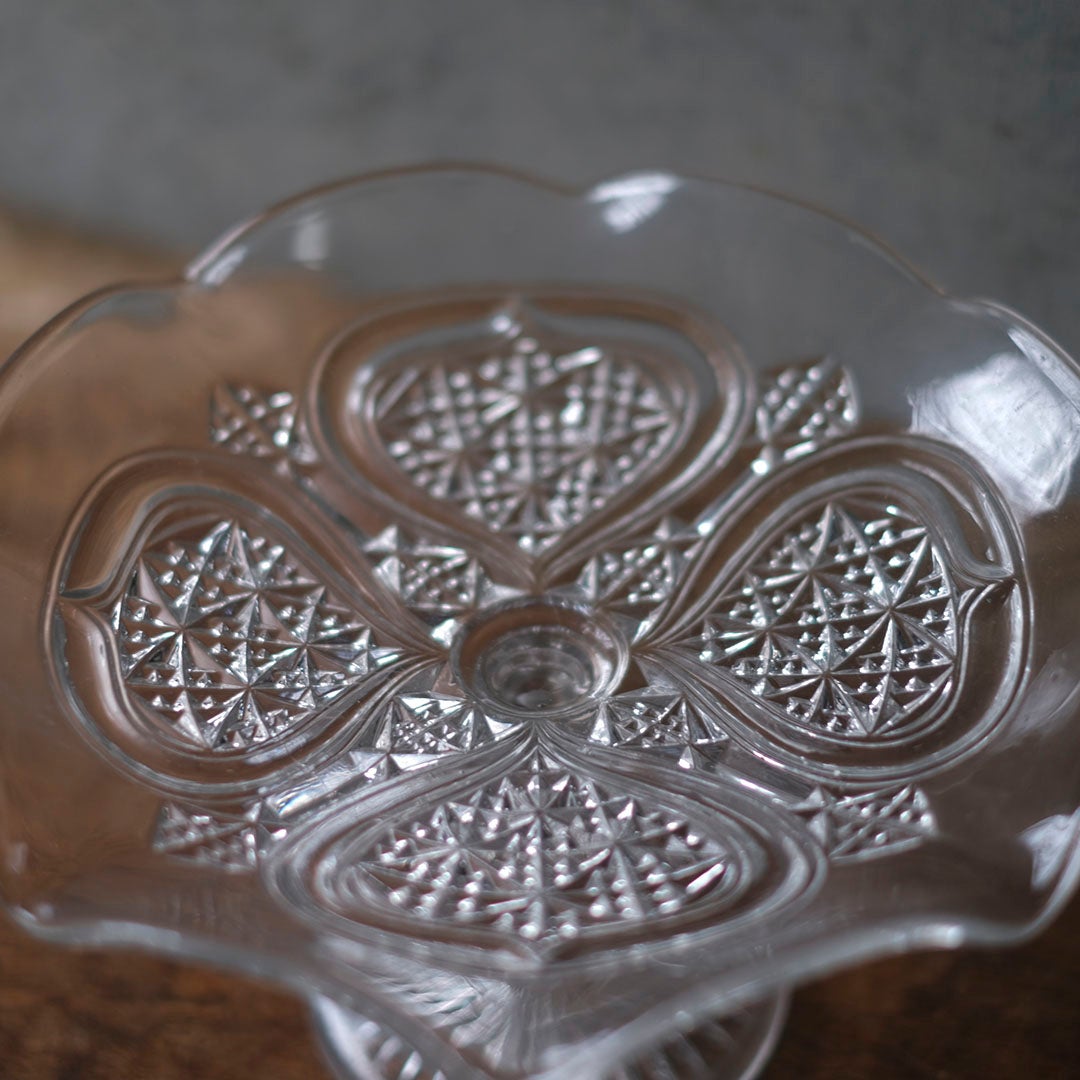 アンティークガラスコンポート 果物皿 イギリス4