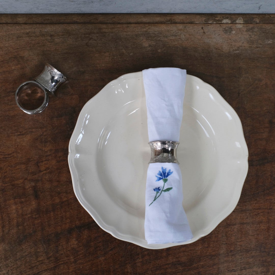 アンティーク ナプキンリング シルバープレート 4個セット ブドウ文様 鼓型 イギリス