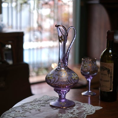 ヴィンテージ ヴェネチアンガラスデキャンタ ムラーノガラス アメジストカラー イタリア