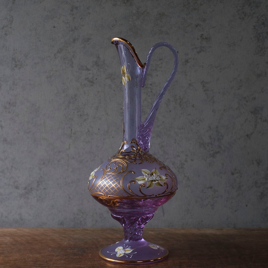 ヴィンテージ　ヴェネチアンガラスデキャンタ　ムラーノガラス　アメジストカラー　イタリア