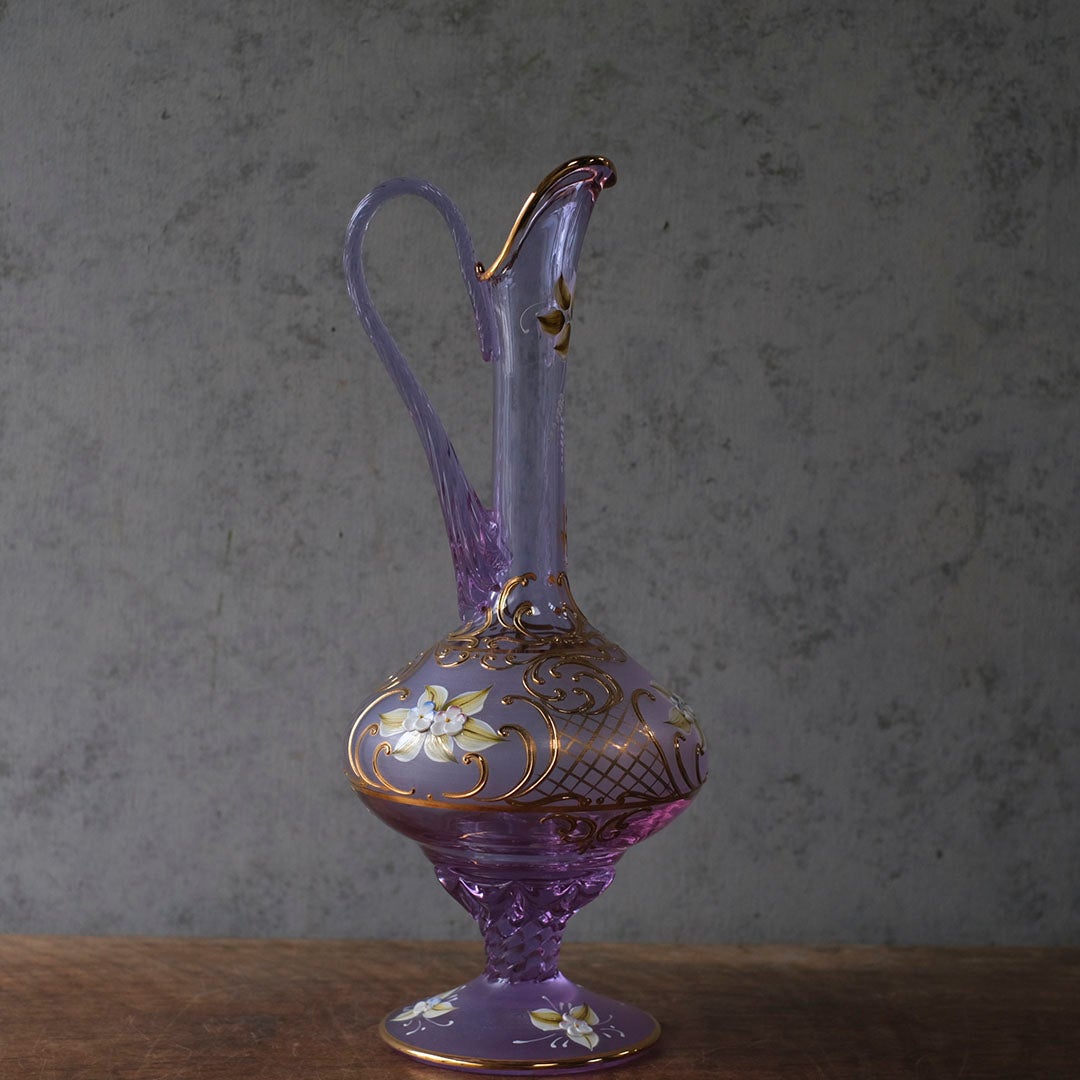 ヴィンテージ　ヴェネチアンガラスデキャンタ　ムラーノガラス　アメジストカラー　イタリア