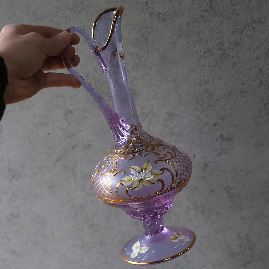 ヴィンテージ　ヴェネチアンガラスデキャンタ　ムラーノガラス　アメジストカラー　イタリア