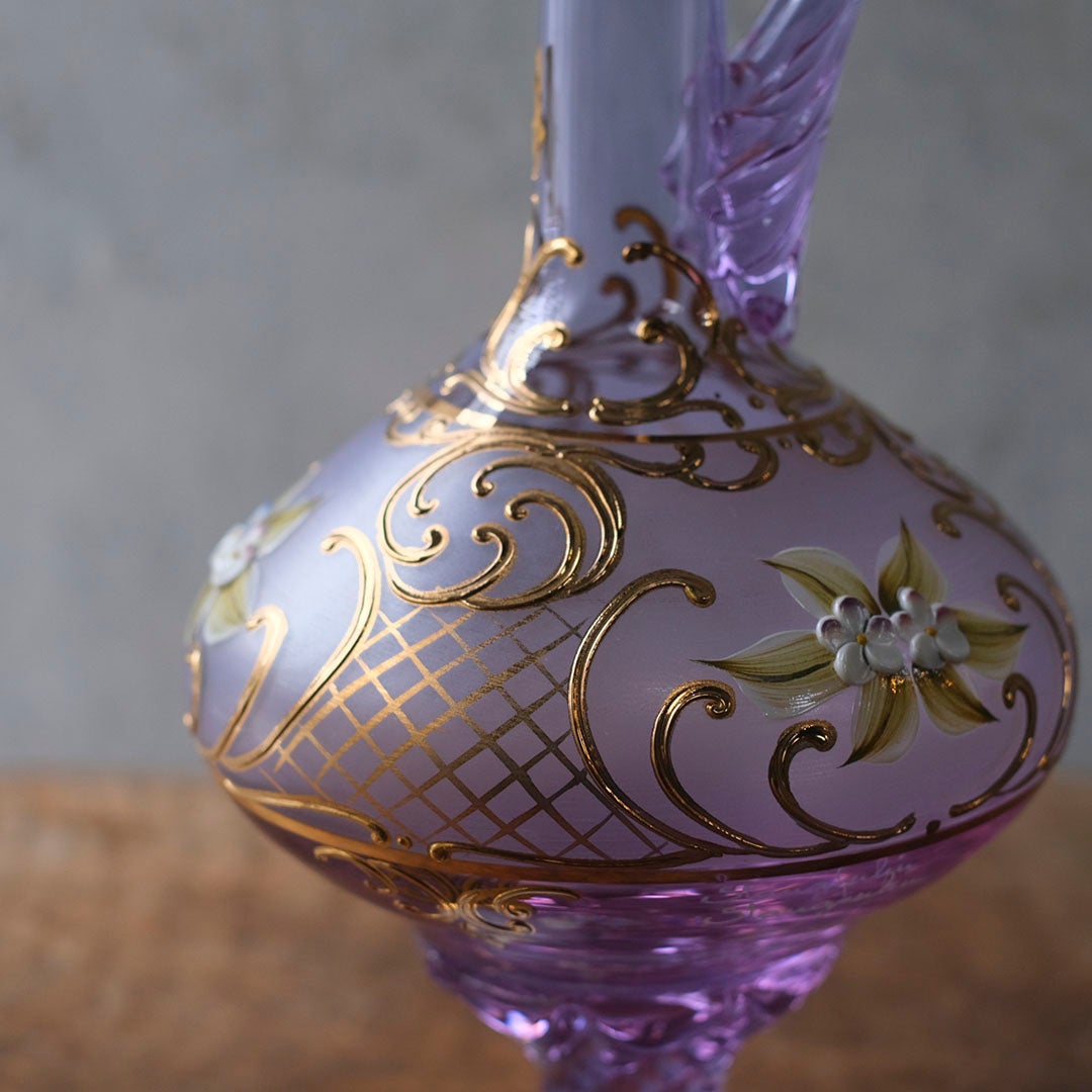 ヴィンテージ　ヴェネチアンガラスデキャンタ　ムラーノガラス　アメジストカラー　イタリア