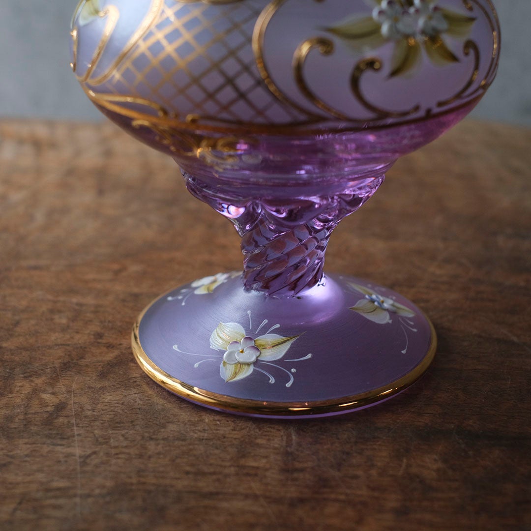 ヴィンテージ　ヴェネチアンガラスデキャンタ　ムラーノガラス　アメジストカラー　イタリア