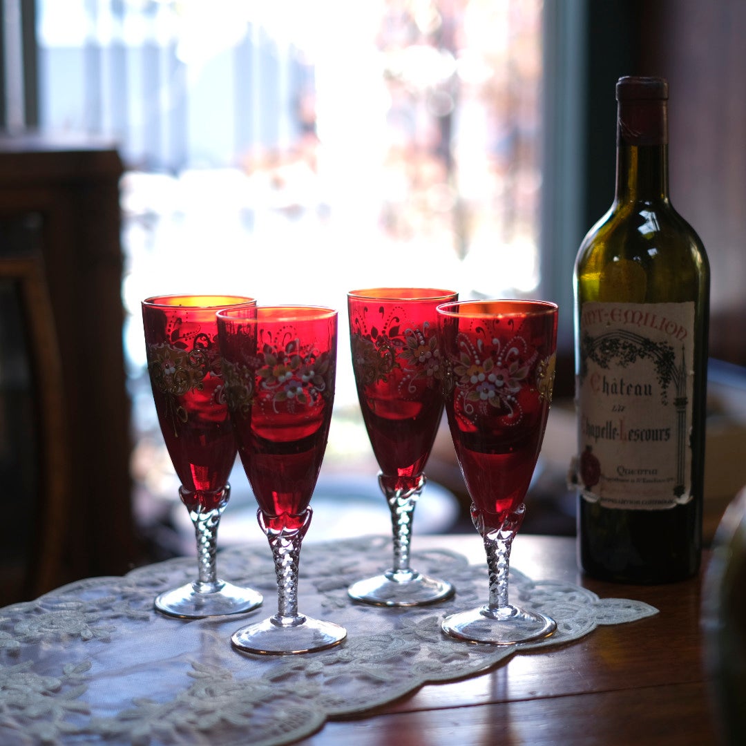 ヴィンテージグラス Paolo Rossi (パオロ・ロッシ) ムラーノグラス 小さなベネチアングラス ルビー イタリア