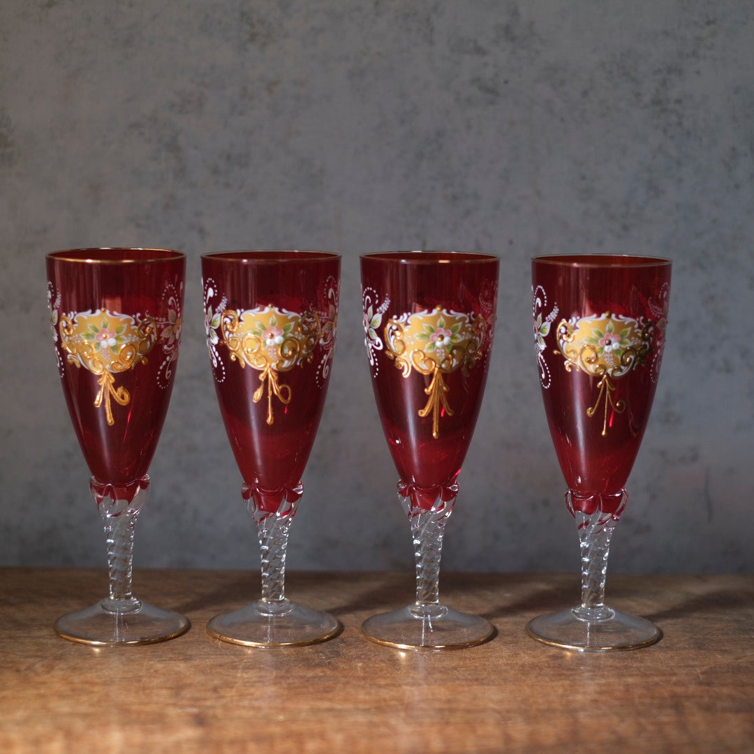 ヴィンテージグラス Paolo Rossi (パオロ・ロッシ) ムラーノグラス 小さなベネチアングラス ルビー イタリア4