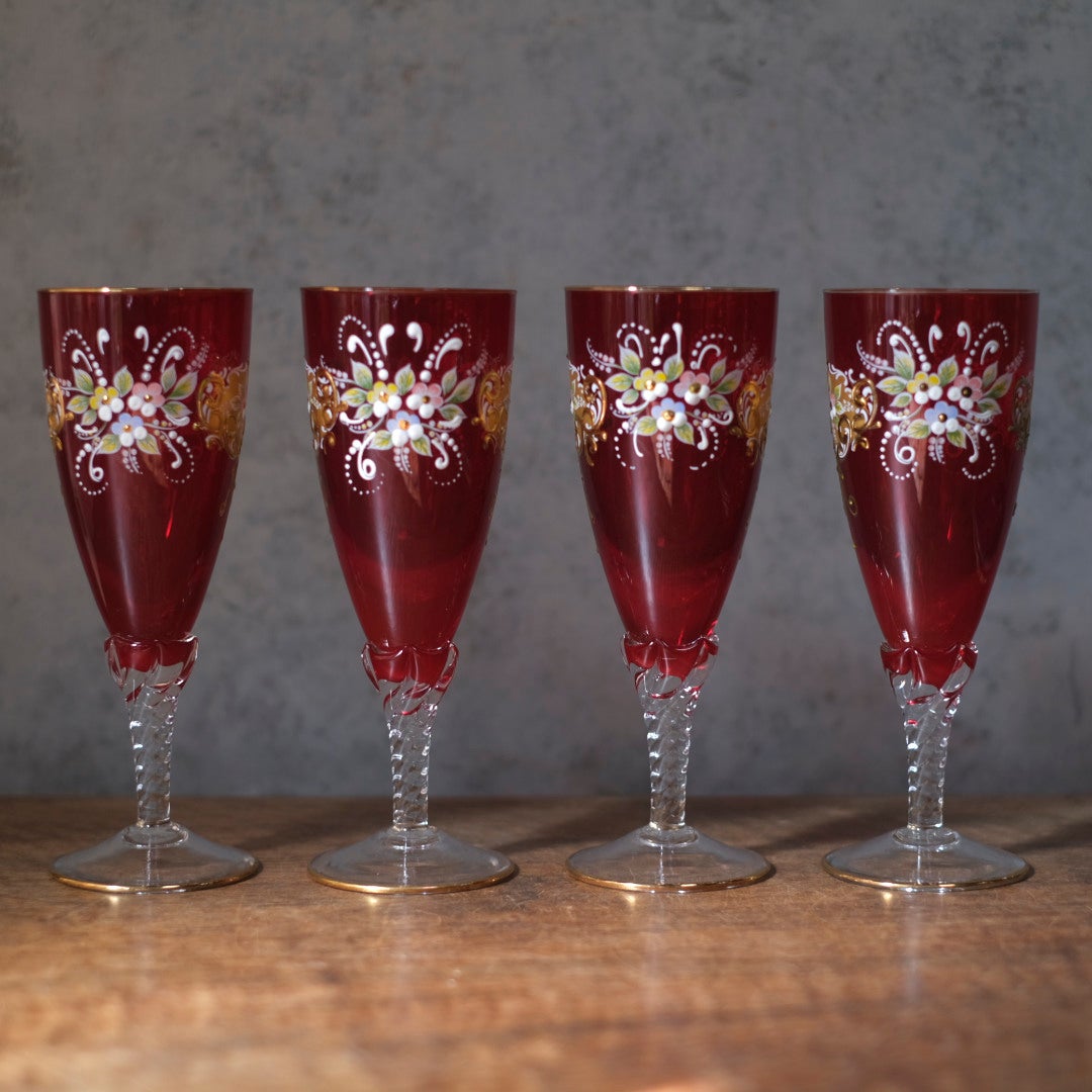 ヴィンテージグラス Paolo Rossi (パオロ・ロッシ) ムラーノグラス 小さなベネチアングラス ルビー イタリア5