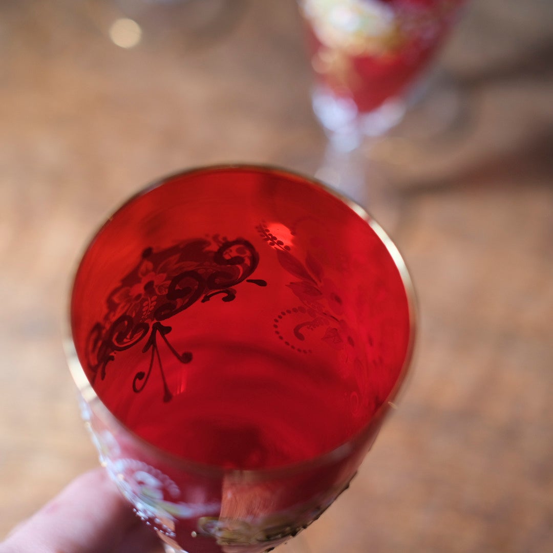 ヴィンテージグラス Paolo Rossi (パオロ・ロッシ) ムラーノグラス 小さなベネチアングラス ルビー イタリア7