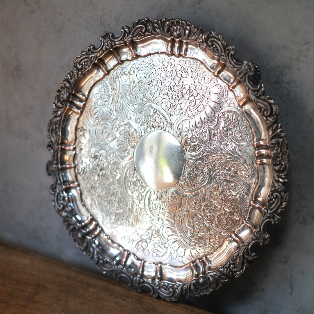 アンティークトレイ サルヴァ シルバープレート 銀メッキ3イギリス