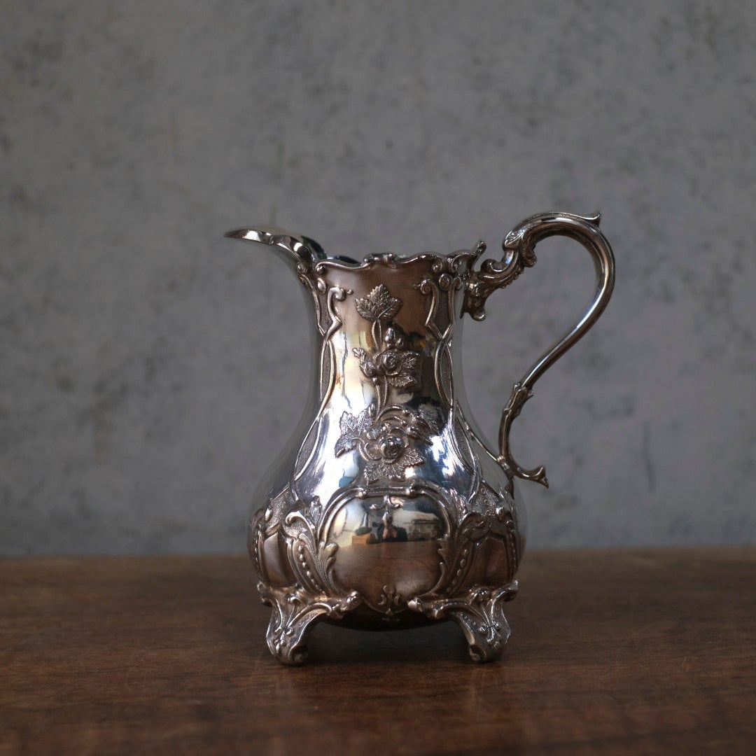 アンティーク ティーポット&ミルクジャグ シルバープレート 銀メッキ ヴィクトリアンロココ 自然主義的なアカンサスモチーフ装飾8
