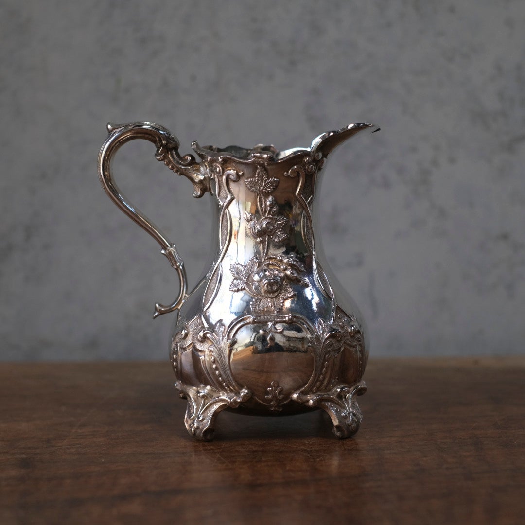 アンティーク ティーポット&ミルクジャグ シルバープレート 銀メッキ ヴィクトリアンロココ 自然主義的なアカンサスモチーフ装飾9