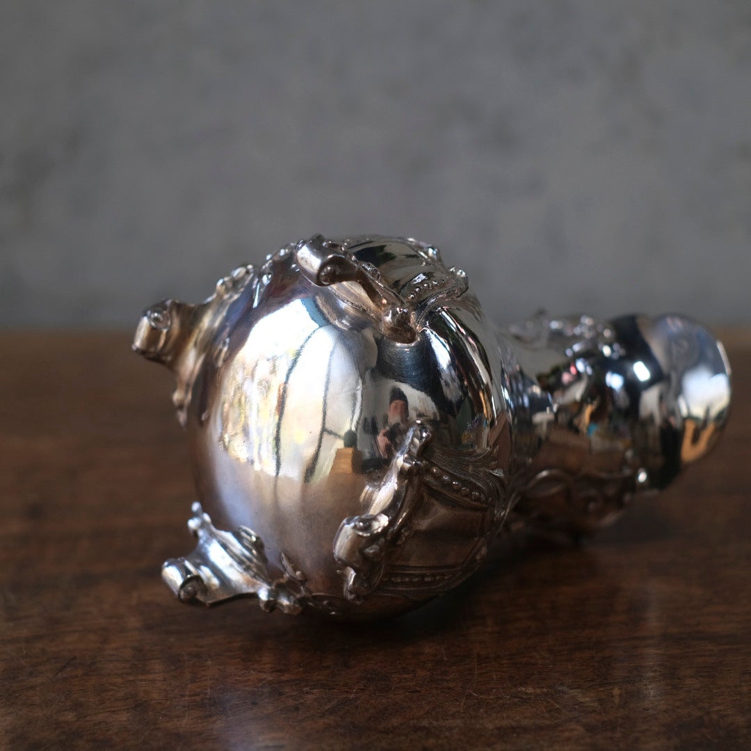 アンティーク ティーポット&ミルクジャグ シルバープレート 銀メッキ ヴィクトリアンロココ 自然主義的なアカンサスモチーフ装飾12