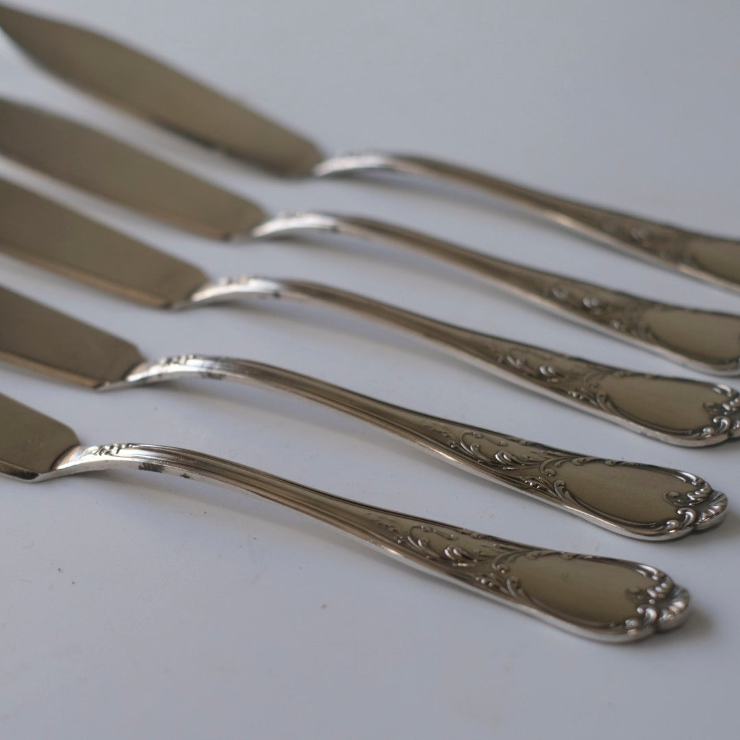 アンティークフィッシュナイフ バターナイフ シルバープレート 銀メッキ ロココ イギリス5