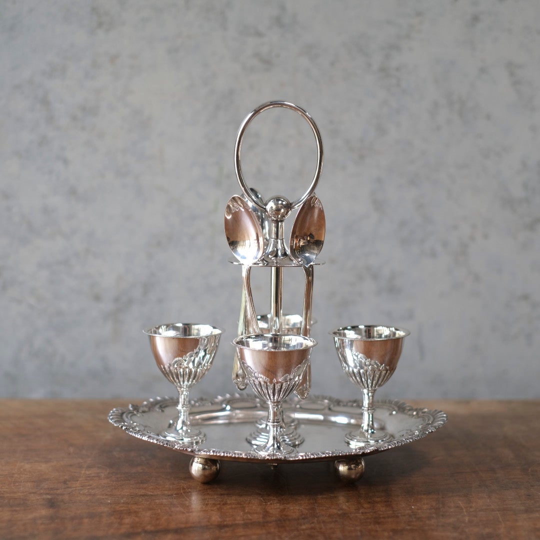 アンティークエッグスタンド エッグクリュエット ヴィクトリアン シルバープレート銀メッキ イギリス2