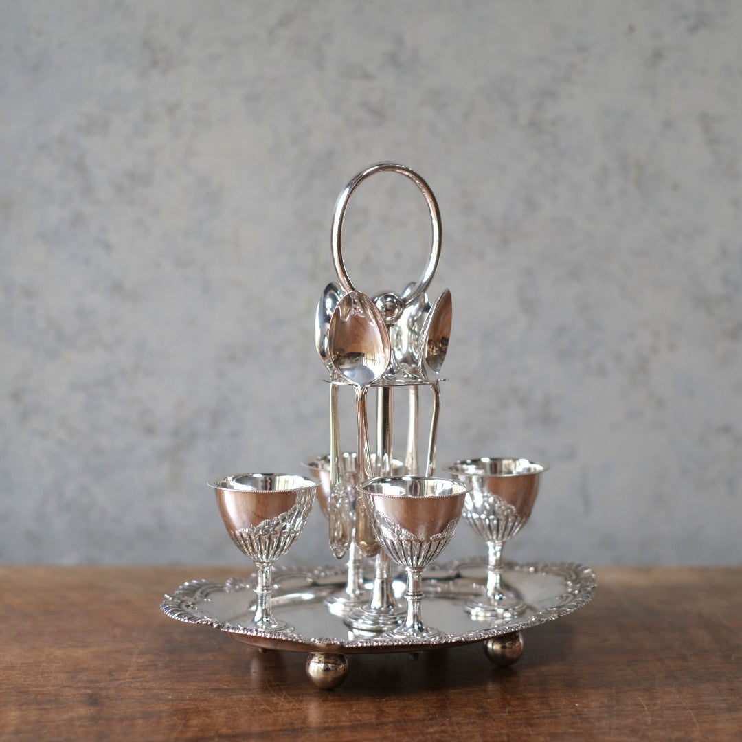 アンティークエッグスタンド エッグクリュエット ヴィクトリアン シルバープレート銀メッキ イギリス3