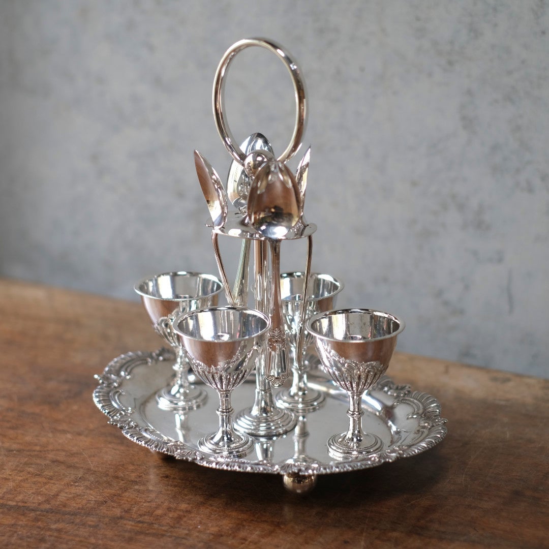 アンティークエッグスタンド エッグクリュエット ヴィクトリアン シルバープレート銀メッキ イギリス4