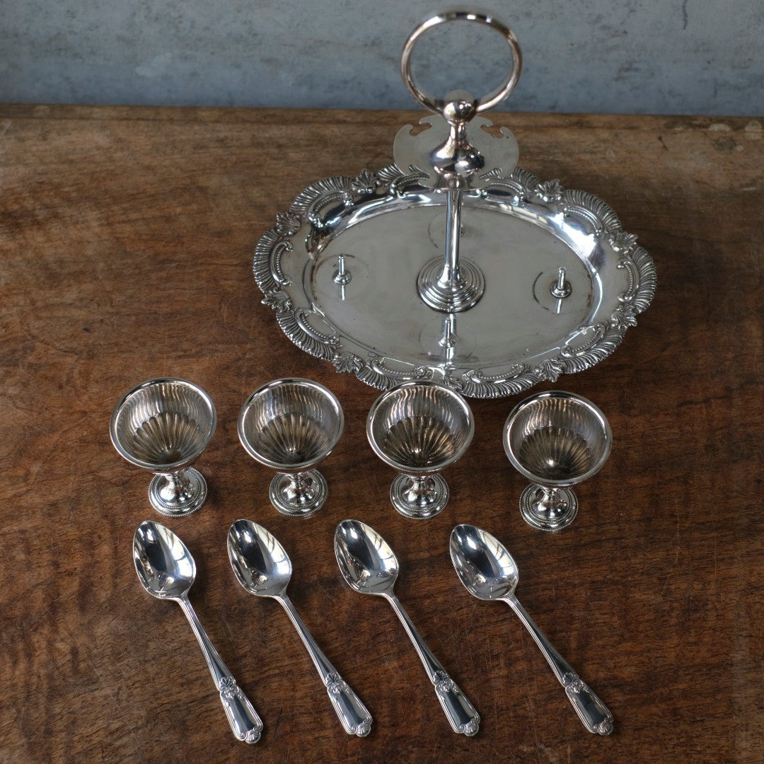 アンティークエッグスタンド エッグクリュエット ヴィクトリアン シルバープレート銀メッキ イギリス5